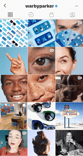 Бизнес-профиль в Instagram для Warby Parker