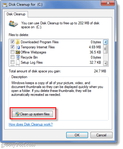 очистить файлы системы в Windows 7