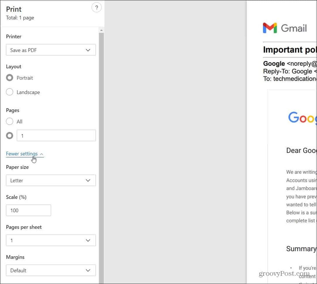 Как сохранить сообщение Gmail в формате PDF