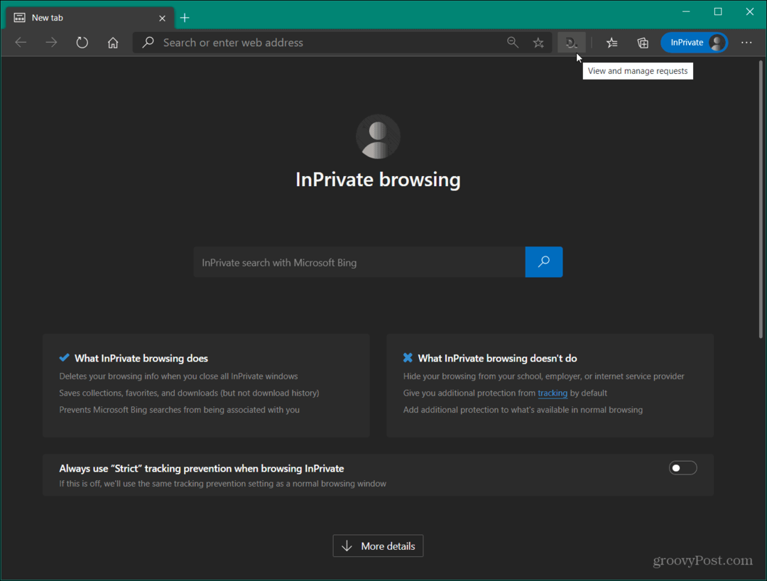 Заставьте Microsoft Edge использовать расширение в режиме InPrivate