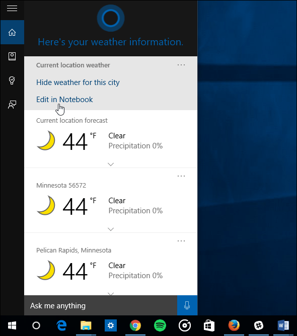 Совет по Windows 10: заставьте Кортану показывать погоду для нескольких городов