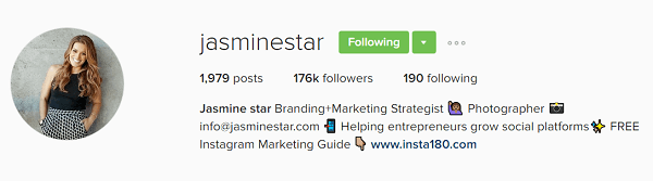 Биография профиля Жасмин Стар в Instagram демонстрирует ее ценность.