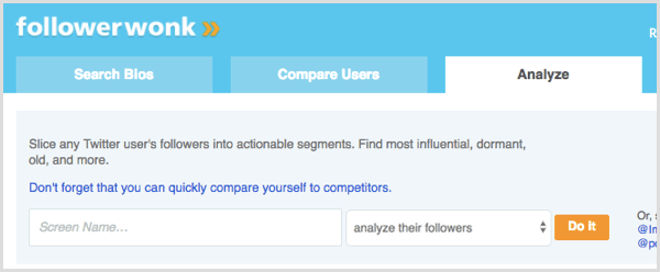 FollowerWonk поиск для анализа подписчиков пользователя Twitter